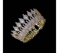 Joyas para el cabello Tiaras de corona para mujeres Luxury Round Bride Crown Zirconia Big Tiara Boda Cabello Accesorio de la reina Diadema para mujeres Accesorios de boda de la cabeza del cabeza