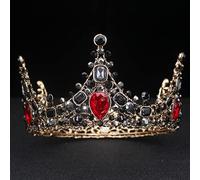 Joyas para el Cabello Tiaras de Corona para Mujeres Royal Crystal King Crown Tiaras y Coronas Reina Joyería para Cabello Pageant Diadem Headselio de Cabeza de Novia, Rojo