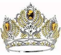 Joyas para el cabello Tiaras de corona para mujeres Tiaras de boda redonda de cristal Cristal Sliver Reina Corona Mujeres Pagado de belleza Diadem Accesorios para el cabello nupcial