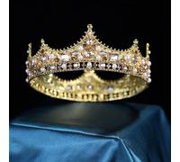 Joyas para el cabello Tiaras de corona para mujeres Tribunal Europeo Retro Barroque Queen Corona Pearl Pearl Round Round Headwear Vestido de novia Accesorios de vestidos de novia Corona (color: