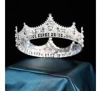 Joyas para el cabello Tiaras de corona para mujeres Tribunal Europeo Retro Barroque Queen Corona Pearl Pearl Round Headwear de novia Accesorios de vestidos de novia Corona (Color: color amarillo