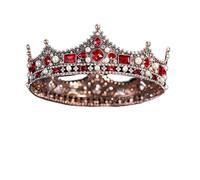 Joyas para el cabello Tiaras de corona para mujeres Tribunal Europeo Retro Barroque Queen Corona Pearl Pearl Round Headwear Bridal Vestido de novia Accesorios Corona (Color: Rodio Colado, Tamaño: