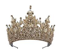 Joyas para el cabello Tiaras de corona para mujeres Vintage Red Crystal Tiaras Bridal Reina Coronas Mujeres Diadema Diadem Accesorios para el cabello de boda indio por (Tamaño: Color de Champagne)