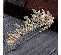 Joyas para el cabello Tiaras de la corona para mujeres Rosa Pearl Pearl Bridal Crowns Handmaded Tiara Headbands Diadema de cristal Diadema Corona Cabello de boda Accesorios por gagalu (color: corona
