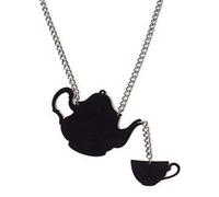 Joyas para mujer Collar con cadena negra en forma de clavícula de tetera negra Muy práctico y populareben tratado.