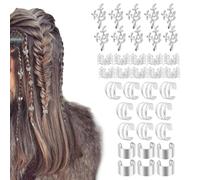 Joyas para trenzas - 40 cuentas de metal para terror, unidades de envoltura vintage, pinzas para el pelo, elegantes para el cabello para mujeres y adolescentes, desfiles de