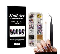 Joyas para uñas: cristales y perlas nobles para manualidades de uñas, así como arte de uñas, varios diseños de uñas con pinzas, como accesorio para el diseño de manicura acrílica para mujeres y