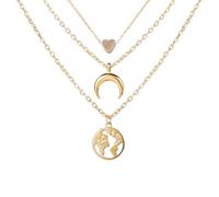 Joyas Regalos Mujeres Love Heart Crescent Map Collar con colgante Durability