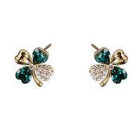 Joyas universales Collection été 2024 | Boucles d'oreilles fleur en argent S925 avec élégance rétro | Design unique avec pierres précieuses vertes. (Green, 5X5CM)
