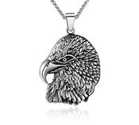 Joyas vintage Domineering Men Titanium Steel Eagle Head Collar Colgante Accesorios Hipoalergénico Punk Performance Street Dance Gift-Silver-One size