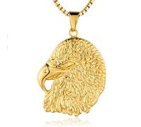 Joyas vintage Domineering Men Titanium Steel Eagle Head Collar Colgante Accesorios Hipoalergénico Punk Performance Street Dance Gift-gold-One size