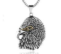 Joyas vintage Domineering Men Titanium Steel Eagle Head Collar Colgante Accesorios Hipoalergénico Punk Performance Street Dance Gift-Silvergold-One size