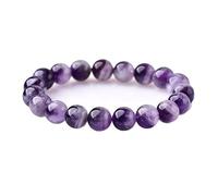 JoyasMinerales Pulsera de Piedras Naturales 100% Auténticas - Pulsera Amatista - Ajuste Cómodo y Estilo Elegante | Cuerda Elástica Coreana y Caja de Joyería Incluida (Amatista, 8mm)