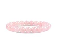 JoyasMinerales Pulsera de Piedras Naturales 100% Auténticas - Pulsera Cuarzo Rosa Claro - Ajuste Cómodo y Estilo Elegante | Cuerda Elástica Coreana y Caja de Joyería Incluida (Cuarzo Rosa Claro, 6mm)