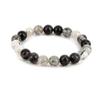 JoyasMinerales Pulsera de Piedras Naturales 100% Auténticas - Pulsera Cuarzo Turmalina - Ajuste Cómodo y Estilo Elegante | Cuerda Elástica Coreana y Caja de Joyería Incluida (Cuarzo Turmalina, 6mm)