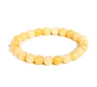 JoyasMinerales Pulsera de Piedras Naturales 100% Auténticas - Pulsera Jade Amarillo - Ajuste Cómodo y Estilo Elegante | Cuerda Elástica Coreana y Caja de Joyería Incluida (Jade Amarillo, 10mm)