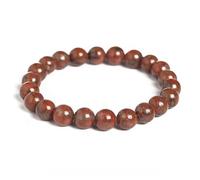 JoyasMinerales Pulsera de Piedras Naturales 100% Auténticas - Pulsera Jaspe Sesamo Rojo - Ajuste Cómodo y Estilo Elegante | Cuerda Elástica Coreana y Caja de Joyería Incluida (Jaspe Sesamo Rojo, 6mm)