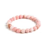 JoyasMinerales Pulsera de Piedras Naturales 100% Auténticas - Pulsera Ópalo Rosa - Ajuste Cómodo y Estilo Elegante | Cuerda Elástica Coreana y Caja de Joyería Incluida (Ópalo Rosa, 4mm)