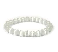 JoyasMinerales Pulsera de Piedras Naturales 100% Auténticas - Pulsera Selenita - Ajuste Cómodo y Estilo Elegante | Cuerda Elástica Coreana y Caja de Joyería Incluida (Selenita, 8mm)