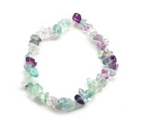 JoyasMinerales Pulseras de Chips de Piedras Naturales 100% Genuinas | Talla Única Elástica | Minerales Auténticos | Piedras Naturales Elegantes (Fluorita)