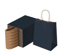 Joybe Paquete de 100 bolsas de papel kraft medianas de 8 x 4.75 x 10 pulgadas con asas a granel, bolsas de regalo de papel de manualidades para recuerdos de fiesta, comestibles, compras, negocios
