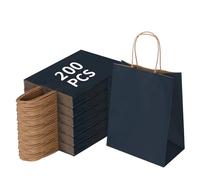 Joybe Paquete de 200 bolsas de papel kraft medianas de 8 x 4.75 x 10 pulgadas con asas a granel, bolsas de regalo de papel de manualidades para recuerdos de fiesta, comestibles, compras, negocios