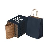 Joybe Paquete de 300 bolsas pequeñas de papel azul marino de 6 x 3.25 x 8 pulgadas con asas a granel, bolsas de regalo de papel kraft para regalos de fiesta de cumpleaños, comestibles, compras