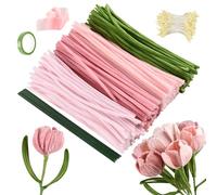 Joyblossom Set de Limpiapipas Flores, 300 piezas Limpiapipas Manualidades, Limpia Pipas Multicolor, con Alambre Floral, para Regalos Artesanales y Decoración del Hogar, Rosa