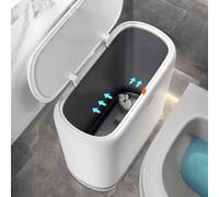 JOYBOS Bote de basura para baño, con tapa tipo prensa, 10 L, delgado, plástico, 3 galones