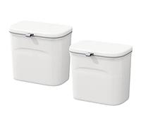 JOYBOS PK5460 Pack de 2 recogedores 16 l (8x2) multifuncionales, Papelera de Cocina montada en Pared o en Puerta, 8 litros, ABS+PP, Blanco
