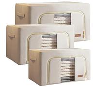 Set 3 Cajas Almacenamiento Ropa, 24 + 66 + 100 L Plegable Joybos