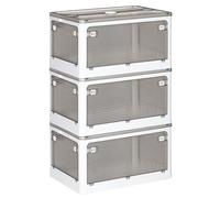 JOYBOS Set de 3 cajas de almacenamiento plegable multifuncional gris 28l