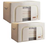 Set Midi De 2 Cajas De Almacenamiento De Ropa, 24 + 66 L, Plegable, En Material Textil