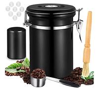 JOYBOY 1.8L Bote para Café,Bote Café Hermetico,Bote de Café Hermético+Cepillo de Limpieza de Madera,para Cafe Grano o Cafe molido etc-Negro