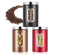 JOYBOY Bote para Conservar Alimentos,3 Piezas Set de Botes de Mirilla,Tanque de Almacenamiento Sellado de Acero Inoxidable,para Té,Azúcar,Granos de Café,Legumbres