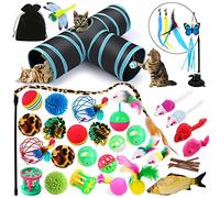 JOYBOY Juguetes para Gatos,Juguete Interactivo para Gato,Juego de Túnel para Gatos Tubo de 3 Vías,Palo Teaser para Gatos con Ventosa Mariposa,Peces,Juego de Juguetes