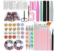 JOYBOY Kit de Accesorios Decoración Uñas Nail Art,Kit de Diseño de Arte de Uña incluir 15 Pinceles para Uñas,2 Cajas de Diamantes+1 Caja de Papel de Aluminio etc Decoración Uñas Nail Art Kit de Uñas