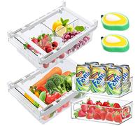 JOYBOY Organizadores de Cajones Frigoríficos, 4 pcs Caja de Almacenamiento para Frigorífico, Cajón Estante Nevera Organizador Retráctil para Cocina Armarios Fruta Vegetal etc