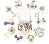 JOYBOY Sonajero Bebe 0-3 Meses, 10 Piezas Mordedor Bebe para 3 6 9 12 Meses, Montessori Sensoriales Juguetes, Dentición Regalos para Recien Nacido Niños