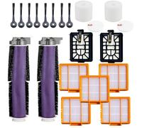 JoyBros Kit de piezas de repuesto para accesorios de aspiradora Shark Power Detect/Detect Pro, 2 rollos de cepillo principal, 5 filtros HEPA, 8 cepillos laterales, 2 espuma de base autolimpiable y