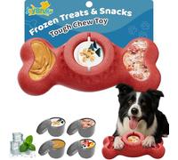 JoyBruko Juguetes de enriquecimiento para perros, juguete masticable dispensador de golosinas congeladas para masticadores agresivos para mantenerlos ocupados, soporte para helado, hueso congelado con