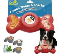 JoyBruko Juguetes de enriquecimiento para perros, juguete masticable dispensador de golosinas congeladas para masticadores agresivos para mantenerlos ocupados, soporte para helado, hueso congelado con