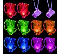 Joycabin 10 vasos de chupito LED con cadena, vasos luminosos para colgar, collar de cristal de chupito LED, vasos JGA para carnaval, despedida de soltera, fiesta, decoración de novia