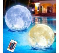 Joycabin 2 bolas de agua hinchables LED luminosas con luna, diámetro de 40 cm, iluminación flotante para piscina, impermeable, para playa, jardín, piscina, fiesta