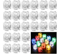 Joycabin 24 piezas de bloques de construcción luminosos, 2 x 2 luces LED, lámpara redonda transparente, juego de piezas de construcción, juguete compatible con todas las grandes marcas de bloques de