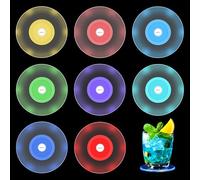 Joycabin 8 posavasos LED coloridos, posavasos luminosos con 7 modos de luz, posavasos para bebidas, posavasos impermeables luminosos para fiestas, bodas, bares, Navidad