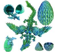 Joycabin Huevo de dragón impreso en 3D con dragón, dragón místico de cristal en las alas, juguete 3D impreso para niños, amigos, colegas, cumpleaños, Halloween, Navidad, Pascua, decoración (azul verde