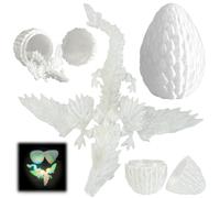 Joycabin Huevo de dragón impreso en 3D con dragón, dragón místico de cristal en las alas, juguete para niños, amigos, colegas, cumpleaños, Halloween, Navidad, Pascua, decoración (color luminoso)