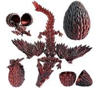 Joycabin Huevo de dragón impreso en 3D con dragón, juguete fidget, negro y rojo