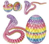 Joycabin Juguete de serpiente impreso en 3D, huevos de serpiente impresos en 3D, huevos de dragón de Pascua, animales impresos en 3D, juguetes para niños, regalos, decoración del hogar (cobra